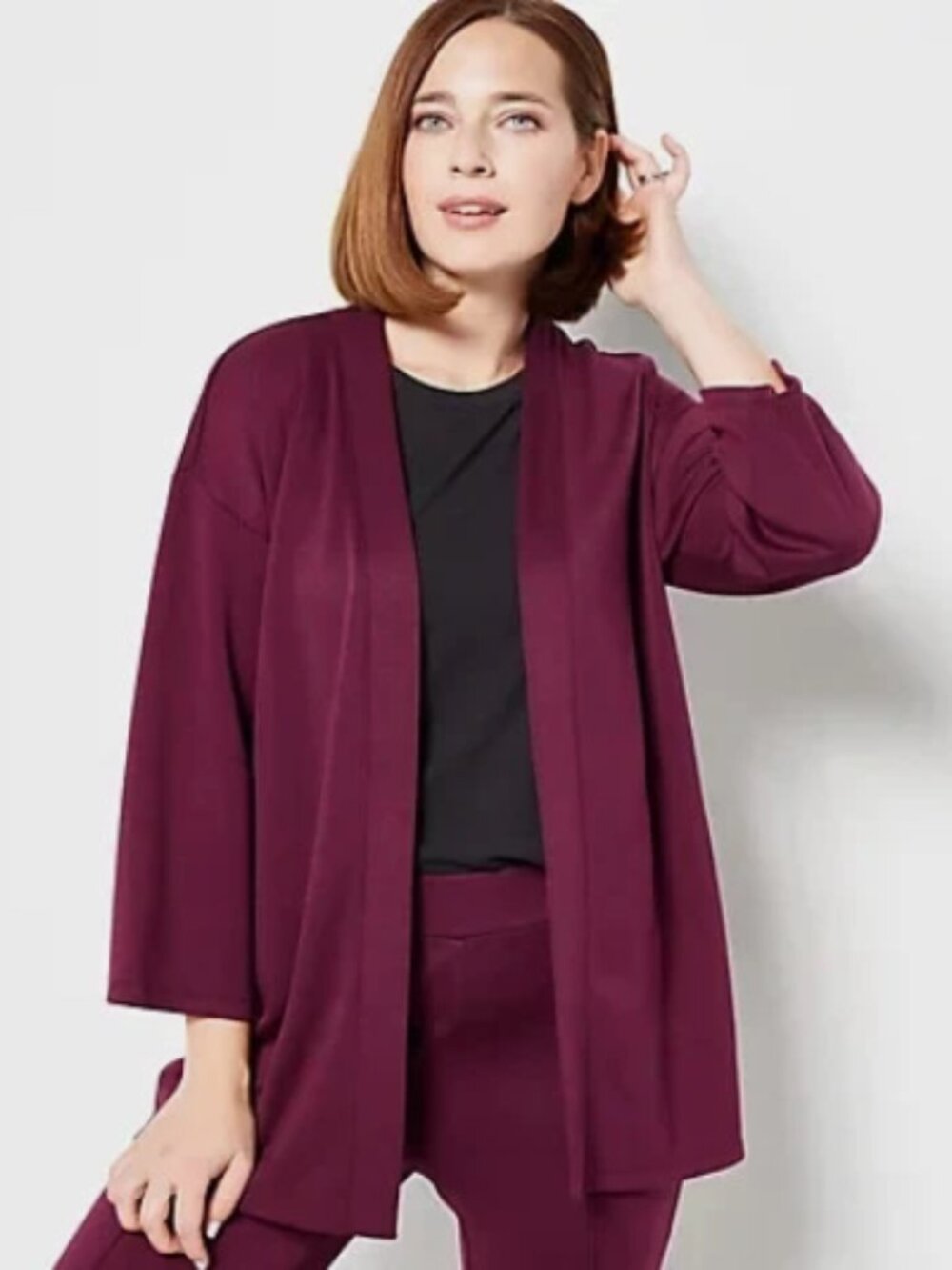 Modern Soul Nourish Knit Open Front Jacket-Dp Burgundy-XXS (MSRP $62) A469979